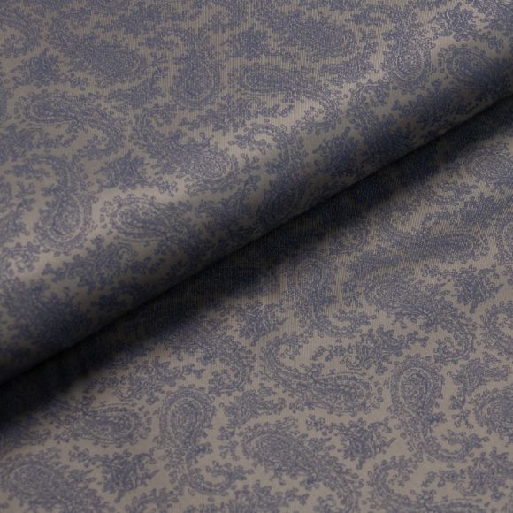 Futterstoff Viskose "Paisley" (taupe-blau)