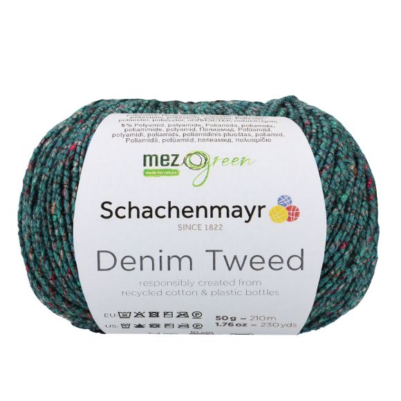 Baumwollgarn - recycelt "Denim Tweed" (smaragd) von Schachenmayr