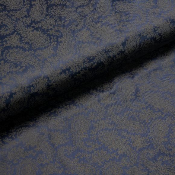 Tissu pour doublure "Paisley" (bleu nuit-gris)