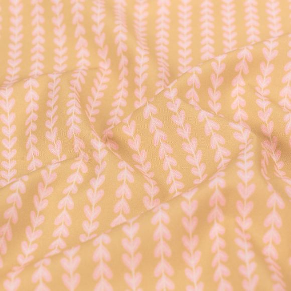 Tissu en coton bio "Naturally Wild/Creeping Vines" (jaune clair-rose clair) de Cloud9 Fabrics
