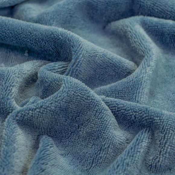 Tissu éponge bambou/coton - uni "Wellness" (bleu océan)
