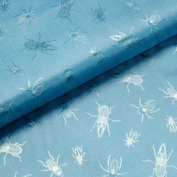 Tissu pour doublure acétate/viscose "Jacquard scarabée" (bleu)