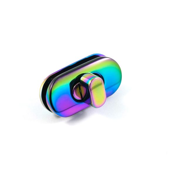 Drehverschluss für Taschen - oval "Metall" - 35 mm (regenbogen)