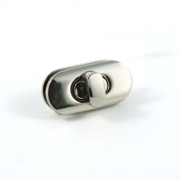Drehverschluss für Taschen - oval "Metall" - 35 mm (silber)