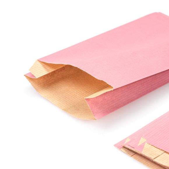 Pochettes en papier kraft "Colorido" 120x90x45 mm, lot de 12 (rose)