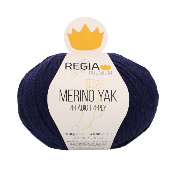 Laine mérinos pour chaussettes "Regia Premium Merino Yak" (bleu roi chiné) de Schachenmayr