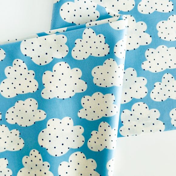 Coton bio - enduit mat "Spotty sky/nuages tachetés" (bleu clair-écru) de Cloud9 Fabrics