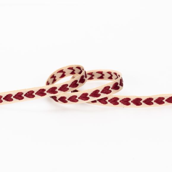 Dekoband "Natural Hearts" 10 mm (natur-rot)
