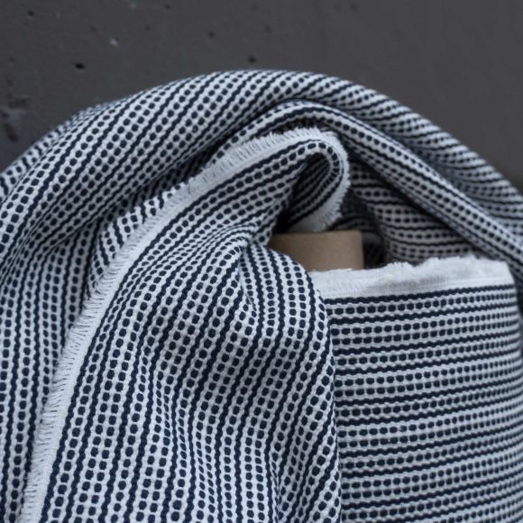 50 cm reste // Tissu d’ameublement/décoration en coton "Spencer-ebony" (blanc-noir) de CLARKE & CLARKE