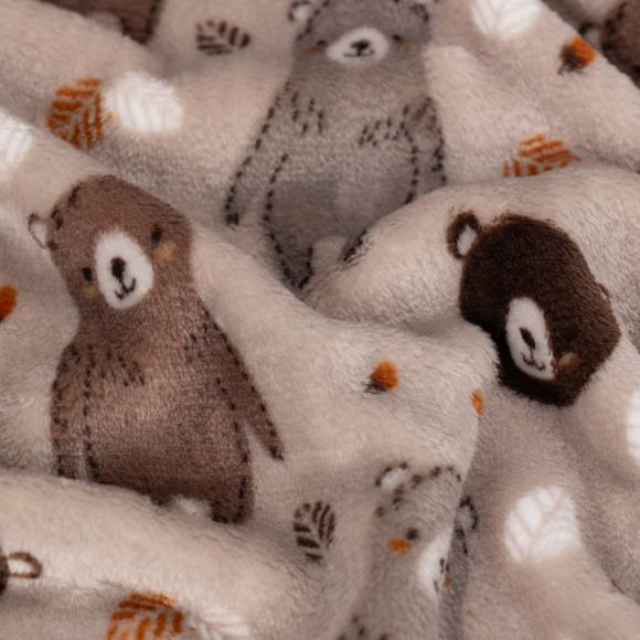 Wellnessfleece "Doubleface/Bären" (grau-braun/weiss)