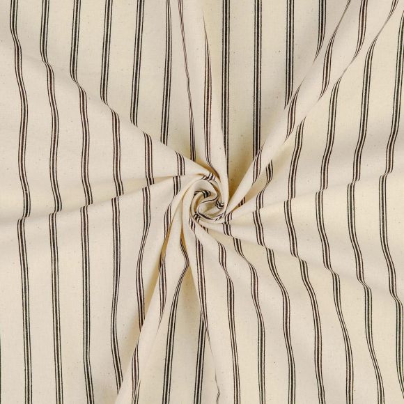 Baumwolle "Cretonne Vintage Streifen" (natur-schwarz)