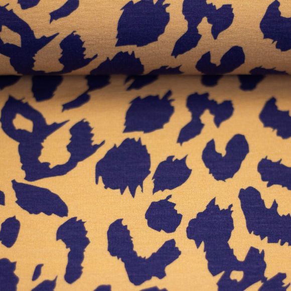 Sommersweat Baumwolle - French Terry "Leo - Love Collection by ki-ba-doo" (ocker-dunkelblau) von SWAFING