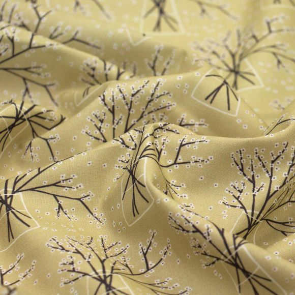 Bio-Baumwolle "Planted/Branches" (hellgrün-nachtblau/ecru) von Cloud9 Fabrics