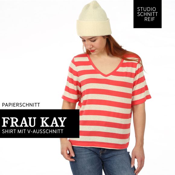 Patron - T-shirt à col en V pour femme "Frau Kay" (XS-XXL) de STUDIO SCHNITTREIF (allemand)