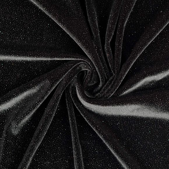 Pannesamt Stretch "Glitzer" (schwarz)