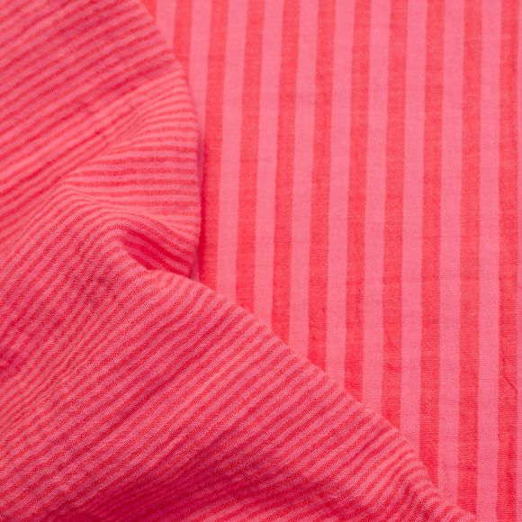 Double Gauze Baumwolle "Streifen - Doubleface" (bonbonrosa/pink)