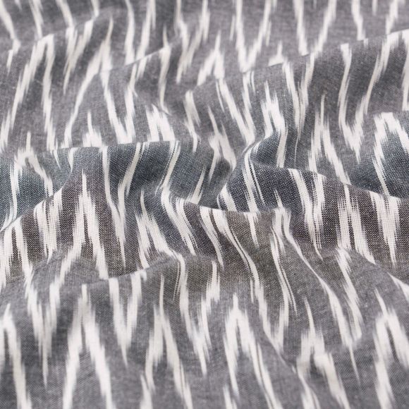 Baumwolle "Ikat/Chevron" (ecru-schwarz)