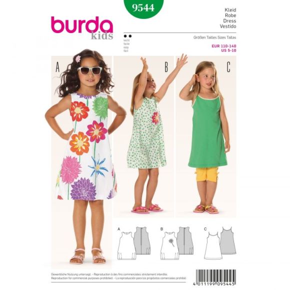 Schnittmuster - Kinder "Kleid 9544“ (Gr. 110-140) von burda kids