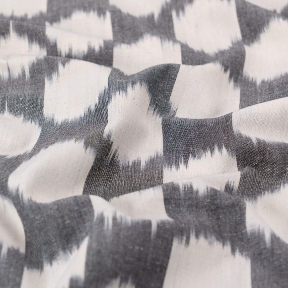 Baumwolle "Ikat/Sports" (ecru-schwarz)
