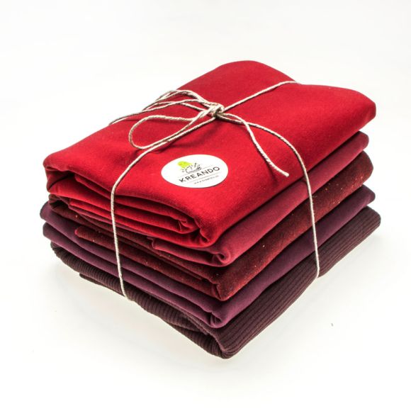 Paquet de restes de tissu "Sweat" (rose/rouge/bordeaux/violet)