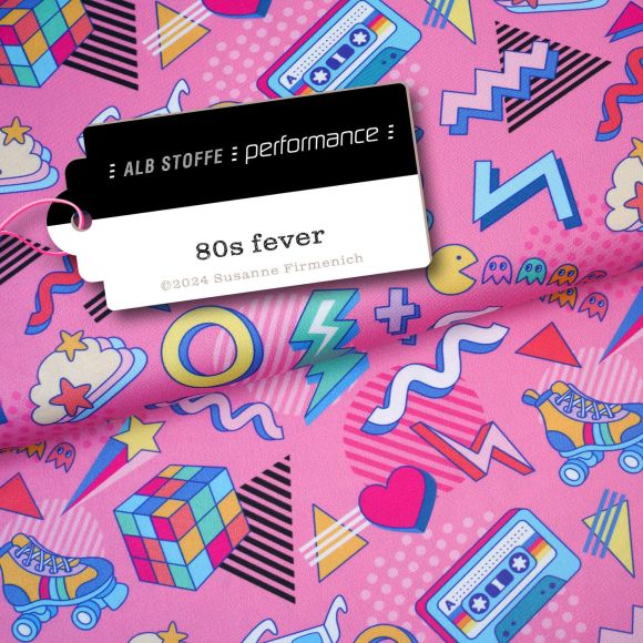 Maille sport Trevira Bioactive "Performance-80s Fever" (rose bonbon-multicolore) de ALBSTOFFE