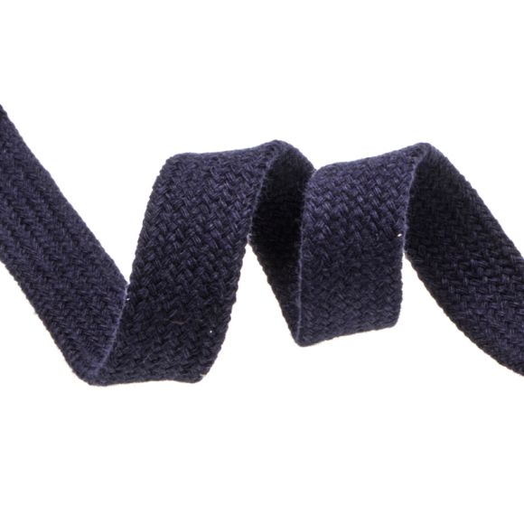 Cordon plat coton “Bande de Hoodie” 15 mm - pièce à 1 m (bleu foncé)