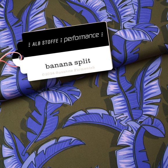 Maille sport Trevira Bioactive "Performance - Banana Split" (olive-lilas) de ALBSTOFFE