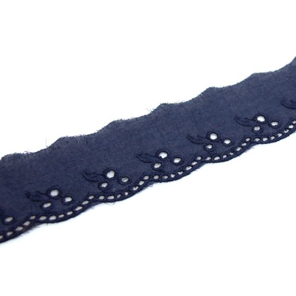 Ruban brodé en coton 40 mm (bleu foncé)