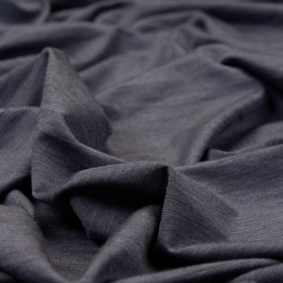 Jersey de laine mérinos - teint en fil "Elliot" (bleu foncé chiné)