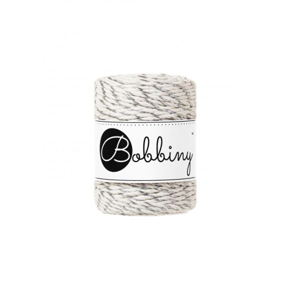 Fil macramé en coton recyclé "Rope Ø 3 mm - silver twist" (041) de Bobbiny