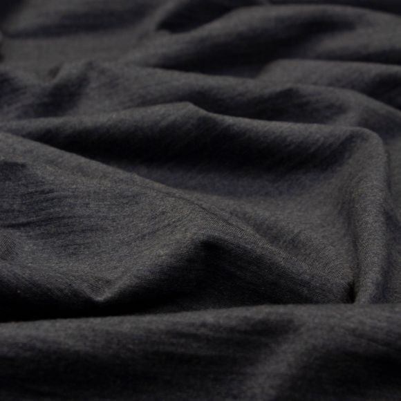 Maille stretch de laine mérinos/tencel - teint en fil "Carl" (noir)