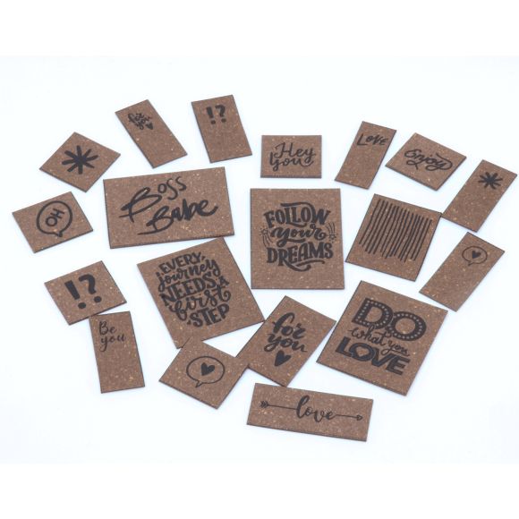 ReLeda Labels / Etiketten "Lettering" Bogen mit 40 Labels (dunkelbraun-schwarz)