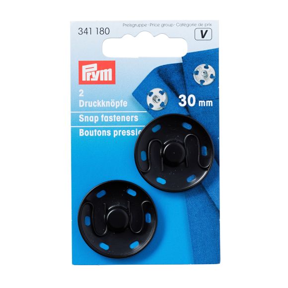 PRYM Boutons pression - XL Ø 30 mm, 2 pièces (noir) 341180