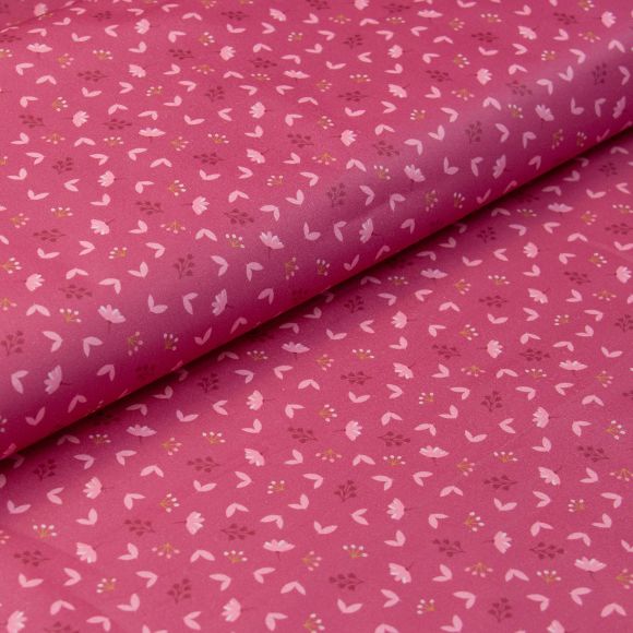 Wachstuch - Baumwolle beschichtet "Herzblume" (beere-rosa/senfgelb)