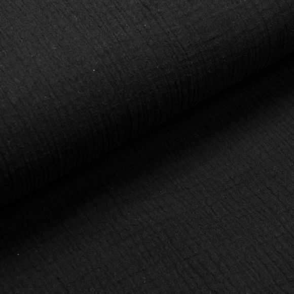 Double Gauze Bio-Baumwolle "Musselin" (schwarz)