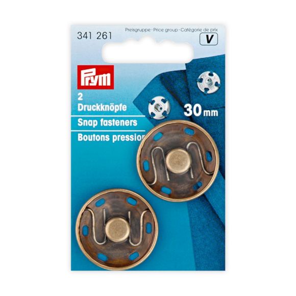 PRYM Boutons pression - Ø 30 mm, 2 pièces (laiton) 341261