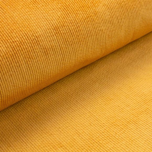 Velours à grosses côtes coton stretch "washed" (jaune moutarde)