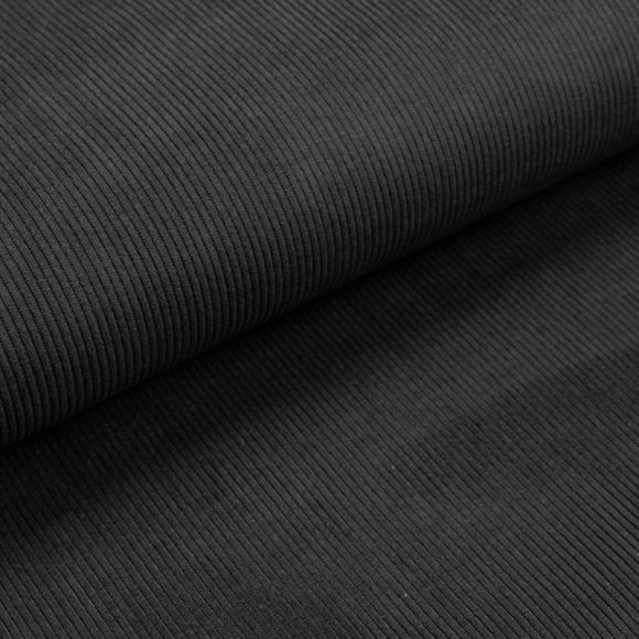 Tissu d'ameublement/décoration velours côtelé "uni" (noir)