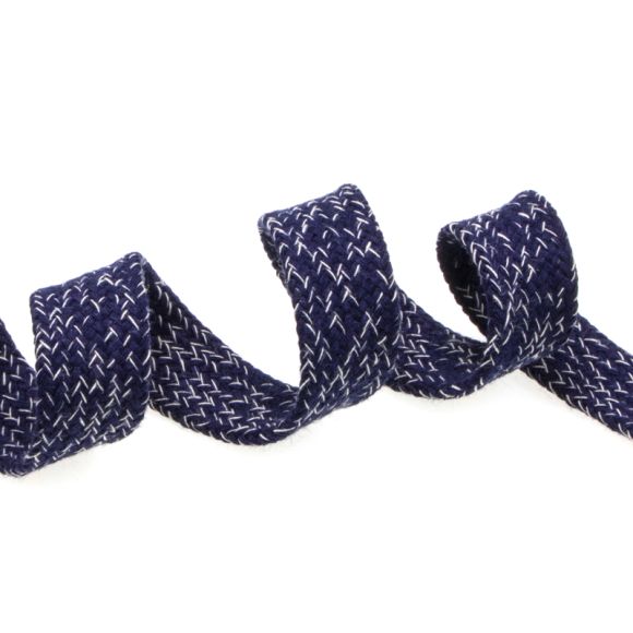 Flachkordel Baumwolle "Hoodieband" 17 mm - Stück à 1 m (dunkelblau meliert)