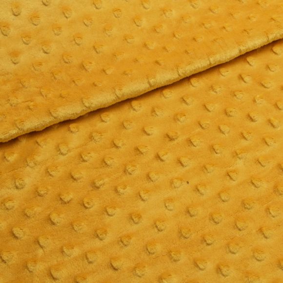 Minky tissu pelucheux - effet 3D "Points" (jaune moutarde)
