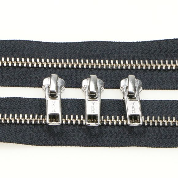 Reissverschluss Metall - mittel "silber“ und 3 Zipper im Set (156 anthrazit) von YKK