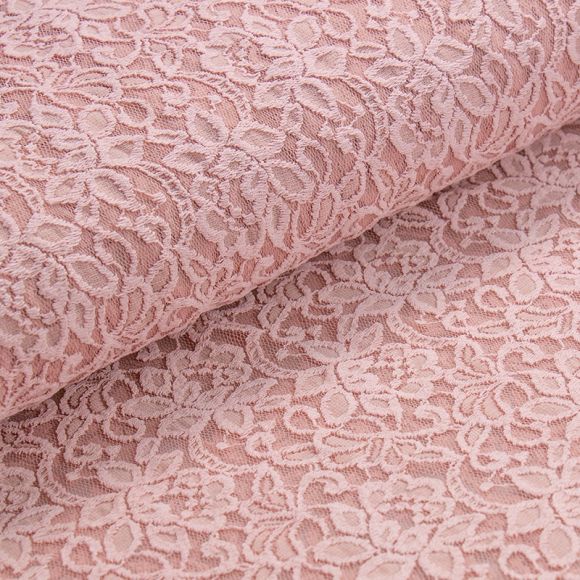 Tissu de dentelle - extensible "Laure" (rose pastel)