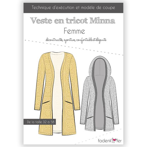 Patron veste en tricot "Minna" pour femmes taille 32-58 de fadenkäfer (en français)