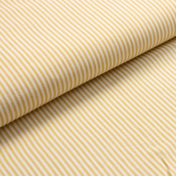 Coton/viscose - fil teint "Rayures verticales" (offwhite/jaune clair)