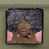 Carré jacquard "Metallic Disco Queen - Pop Art" 48 x 48 cm (noir-brun/rose)