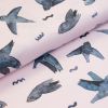 Canvas de coton bio "Oiseaux" (rose tendre-gris bleu) de halfbird