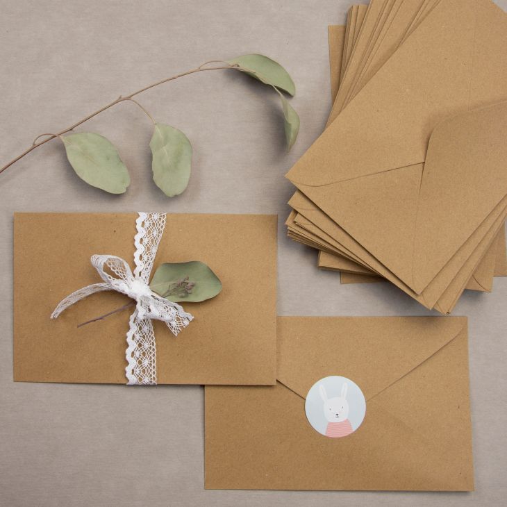 Enveloppes papier kraft - Paquet à 50 pces (brun écru)