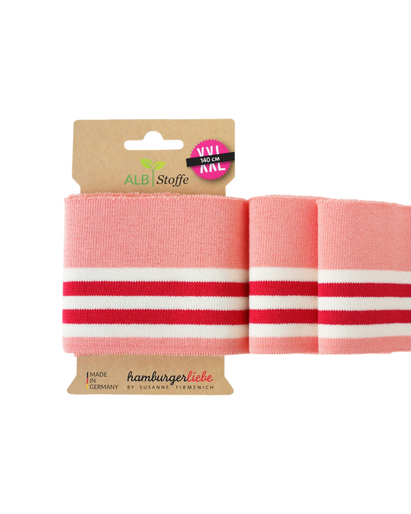 Bord-côte/ceinture de pantalon "Cuff ME" (saumon clair-blanc/rouge) de ALBSTOFFE