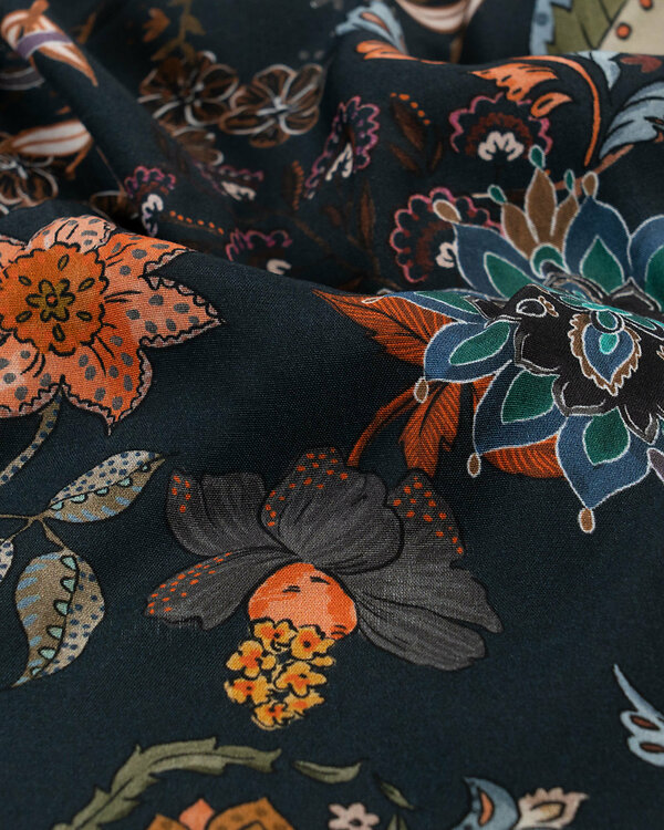 Viscose "Fleurs" (ableu nuit-multicoloré)