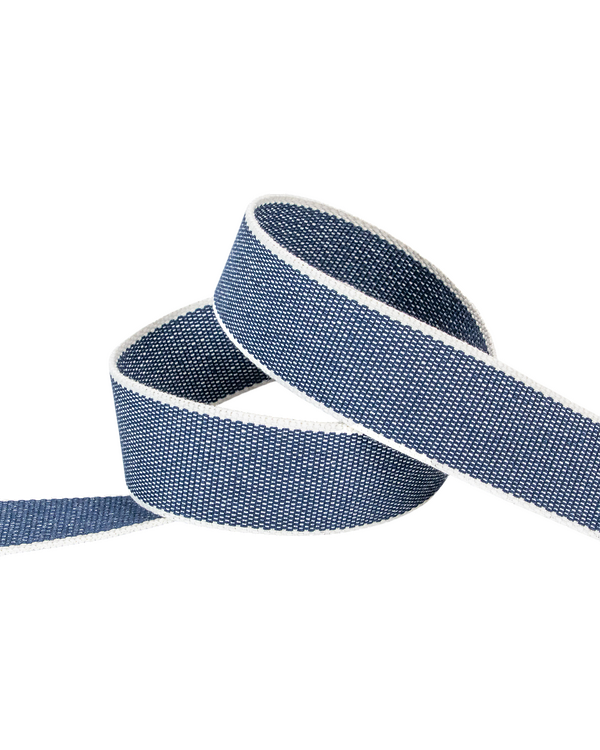 Sangle en mélange de coton "Recycling - Denim" 40 mm (offwhite-bleu foncé)